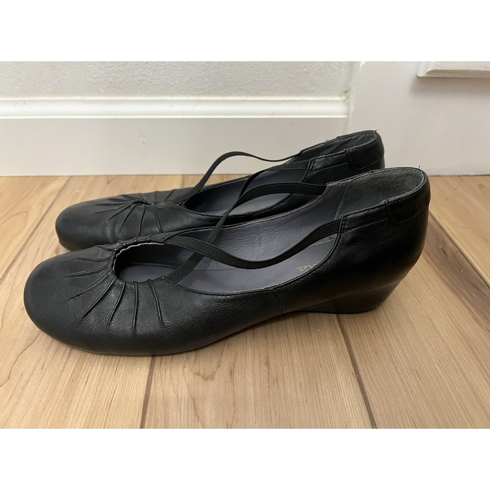Anesha Florence Black Leather Ballet Slip On Comfort Shoes Size 40 US 10 Italy